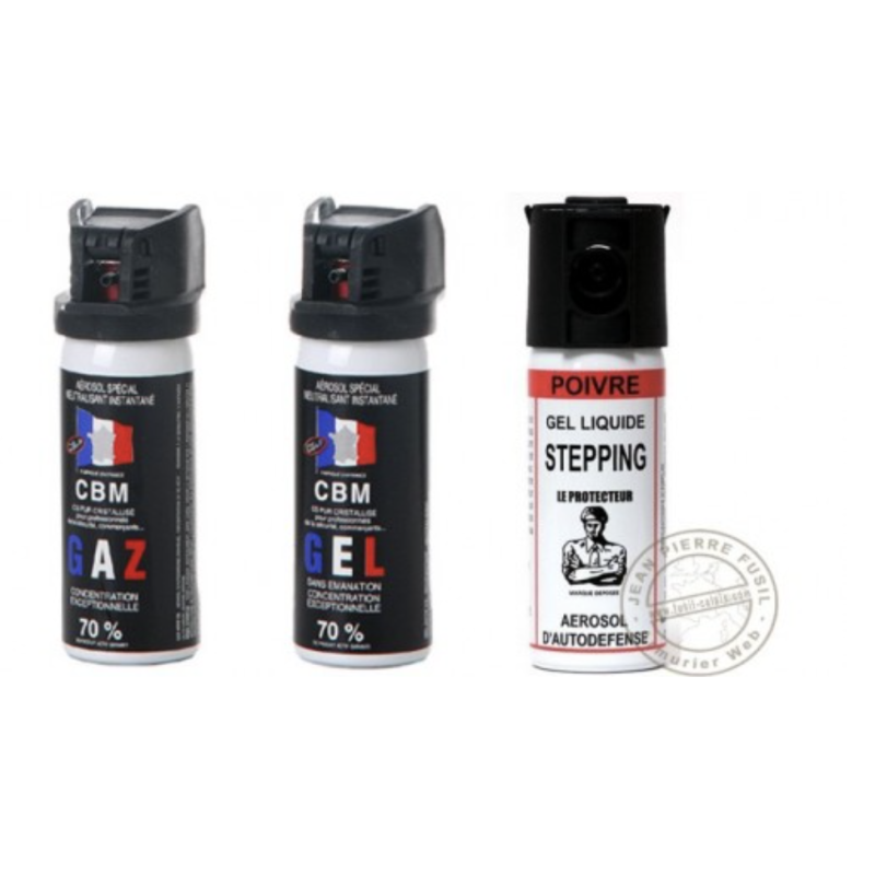 Pack x3 bombe lacrymogène poivre 100ml - Roumaillac